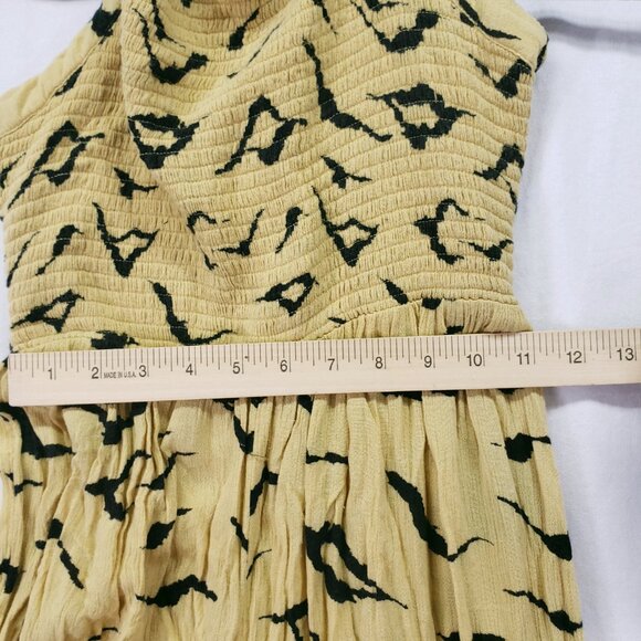 Urban Outfitters Yellow Pattern Y2K Halter Neckline Wide Leg Jumpsuit Size M - Picture 5 of 14